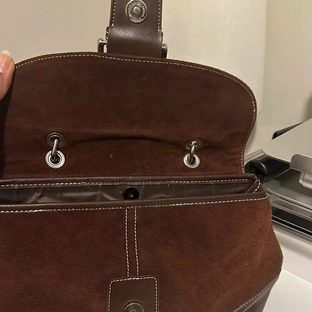 Coach Dark Brown Leather and Suede Briefcase